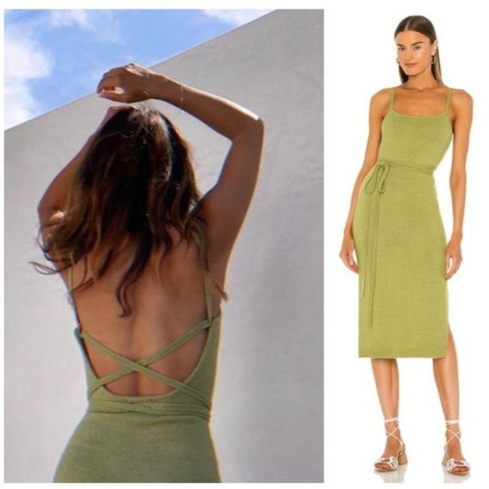 Line & Dot Megan Knit Bodycon Wrap Dress Chartreuse Green Women's Size S